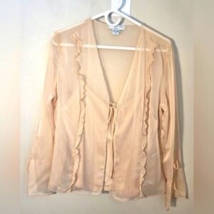 ⭐️Bianca Nygard Petite Pale Sheer Cream Top Size 12